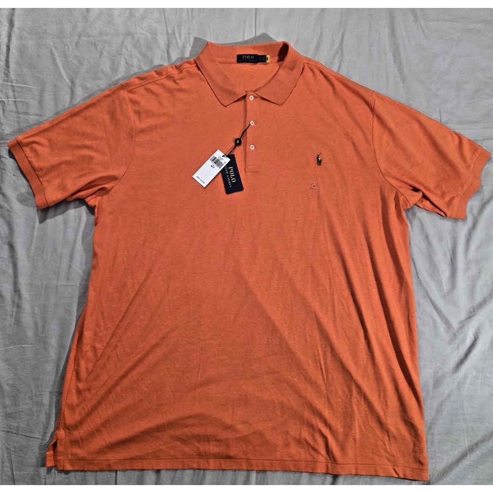 Polo Ralph Lauren Shirt Mens 4XLT Orange Short Sleeve Flesh Pony Golf Sport NWT